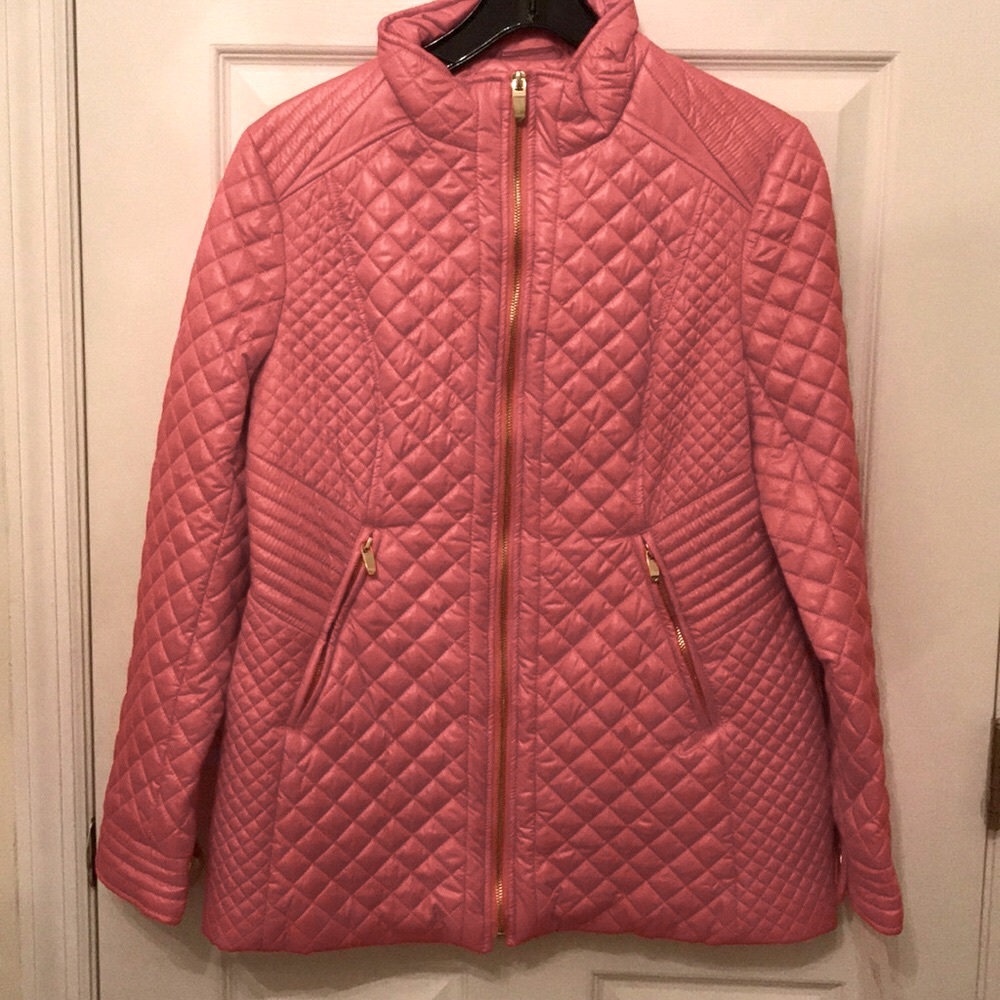 VIA SPIGA Coral Pink Lightweight Quilt Jacket M - Picture 2 of 6